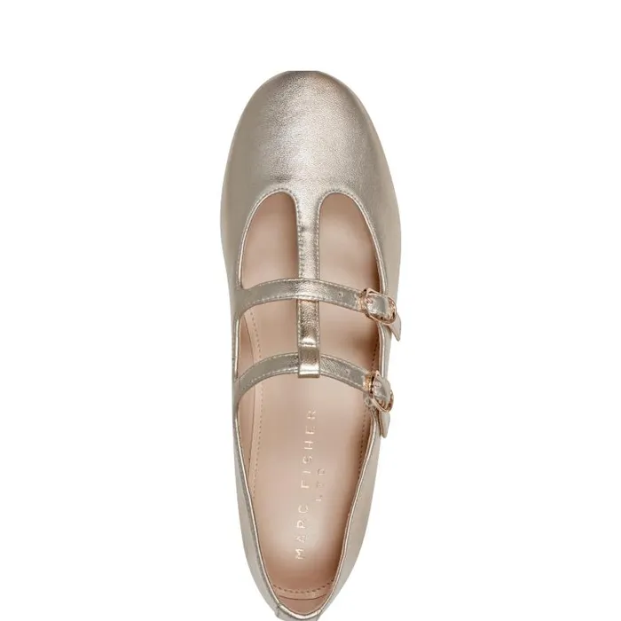 Marc Fisher Loafers and Flats Women Evie Ballet Flat Gold Leather