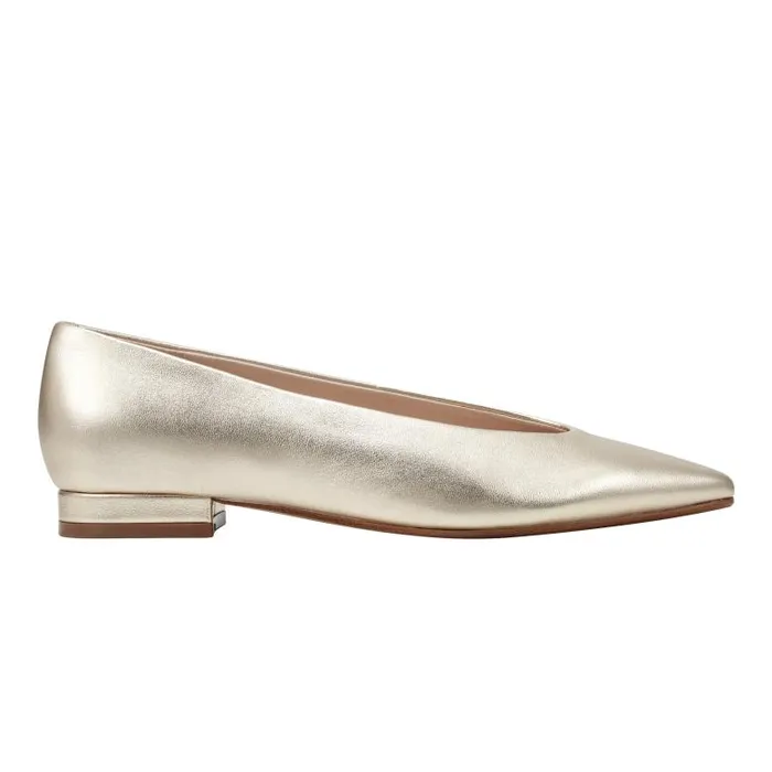 Marc Fisher Loafers and Flats Women Gunner Pointed Toe Flat Platino Leather