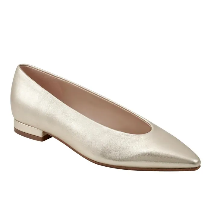 Marc Fisher Loafers and Flats Women Gunner Pointed Toe Flat Platino Leather