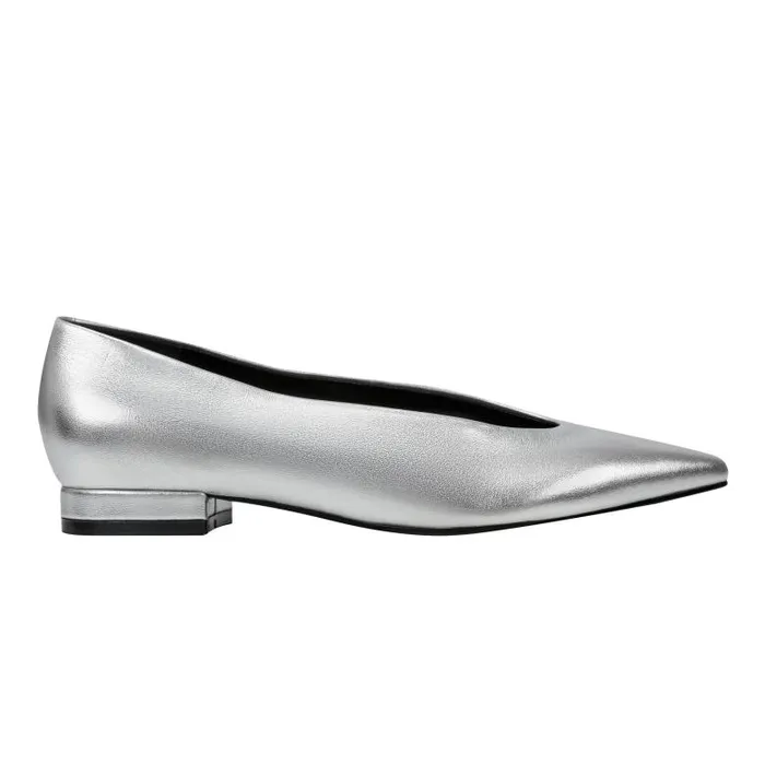 Marc Fisher Loafers and Flats Women Gunner Pointed Toe Flat Silver