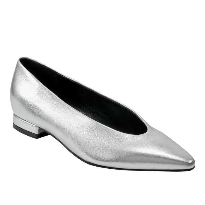 Marc Fisher Loafers and Flats Women Gunner Pointed Toe Flat Silver