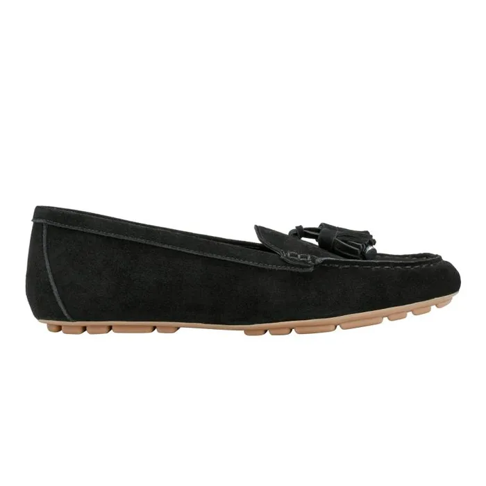 Marc Fisher Loafers and Flats Women Layney Casual Tassle Loafer Black Suede