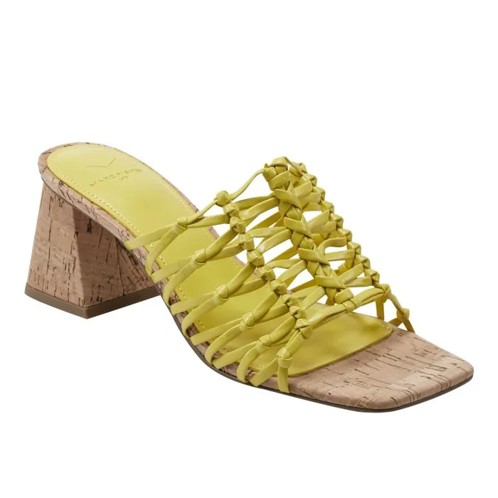 Marc Fisher Mules and Slides Women Colica Block Heel Sandal Yellow