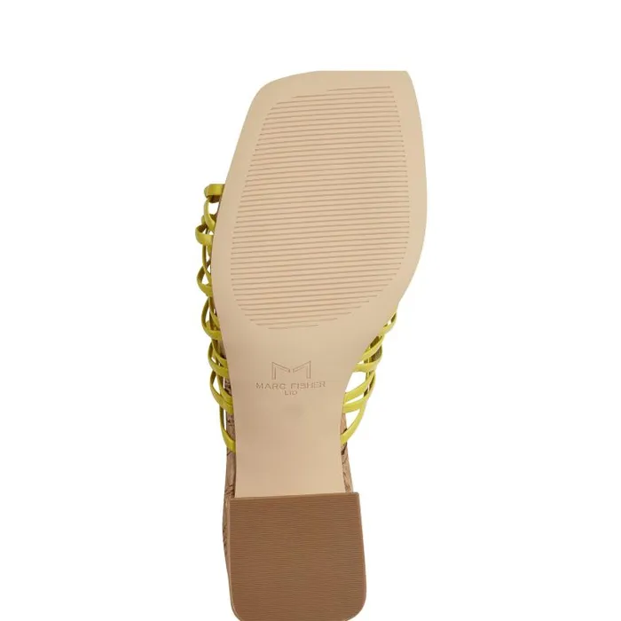 Marc Fisher Mules and Slides Women Colica Block Heel Sandal Yellow