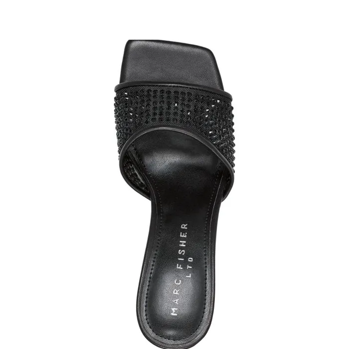 Marc Fisher Mules and Slides Women Delaney Studded Slide Sandal Black Leather