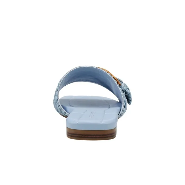 Marc Fisher Mules and Slides Women Loree Flat Slide Sandal Light Blue