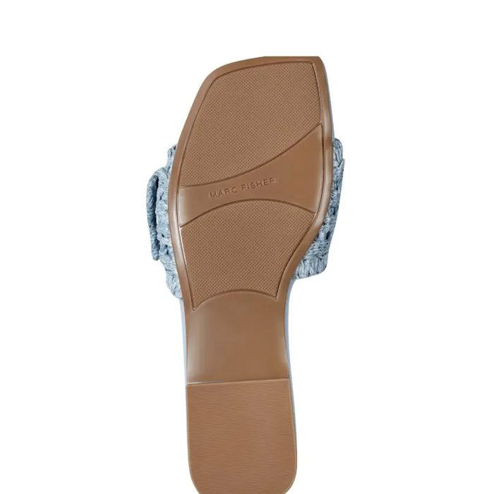 Marc Fisher Mules and Slides Women Loree Flat Slide Sandal Light Blue