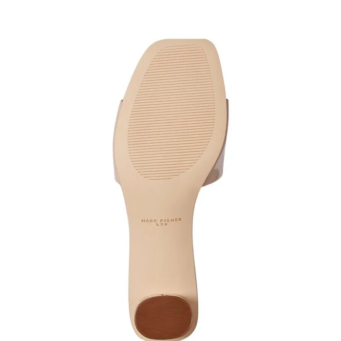 Marc Fisher Mules and Slides Women Nemmie Heeled Slide Sandal Natural Patent Leather