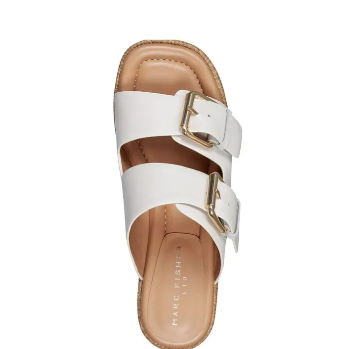Marc Fisher Mules and Slides Women Palery Platform Buckle Slide Sandal Ivory Leather