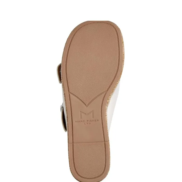 Marc Fisher Mules and Slides Women Palery Platform Buckle Slide Sandal Ivory Leather