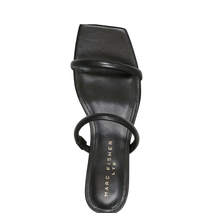 Marc Fisher Mules and Slides Women Raelyn Heeled Slide Sandal Black Leather