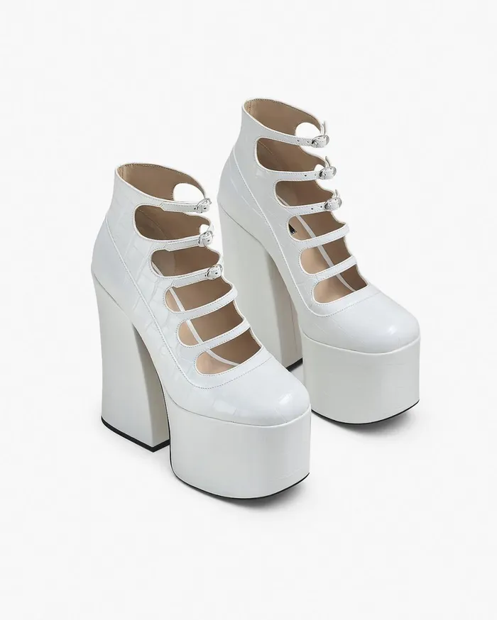 Marc Jacobs Boots The Croc Embossed Kiki Ankle Boot Cotton White 8211 Women