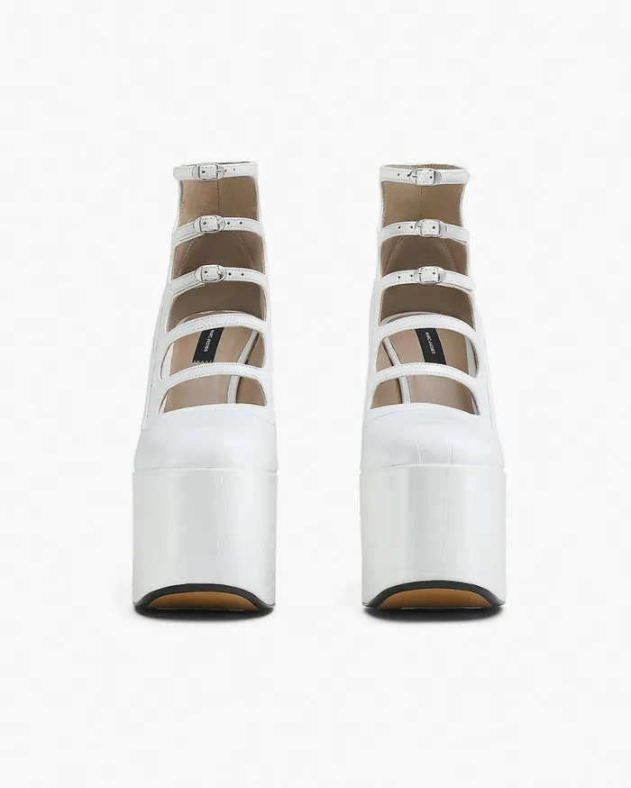 Marc Jacobs Boots The Croc Embossed Kiki Ankle Boot Cotton White 8211 Women