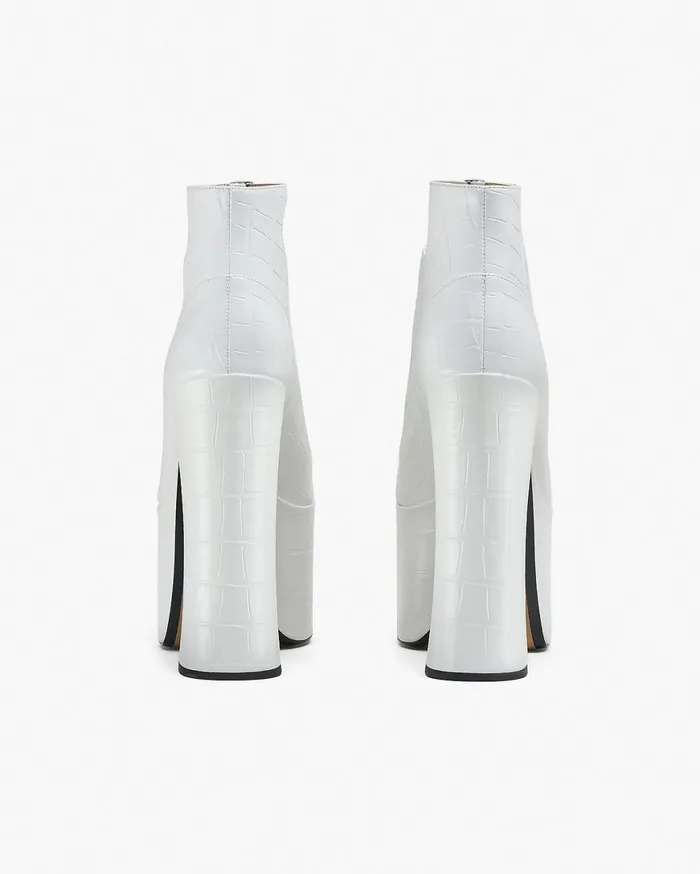 Marc Jacobs Boots The Croc Embossed Kiki Ankle Boot Cotton White 8211 Women