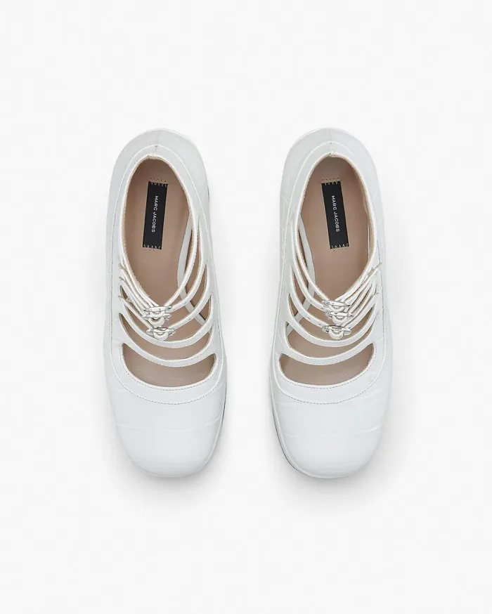 Marc Jacobs Boots The Croc Embossed Kiki Ankle Boot Cotton White 8211 Women