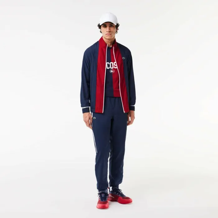 Matching Sets Men Lacoste Men039s Lacoste Sport X Daniil Medvedev Sweatsuit Navy Blue Bordeaux White Irz