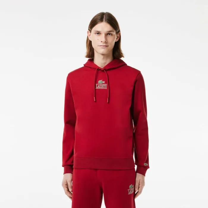 Matching Sets Men Lacoste Men039s Printed Hoodie Bordeaux Ixx