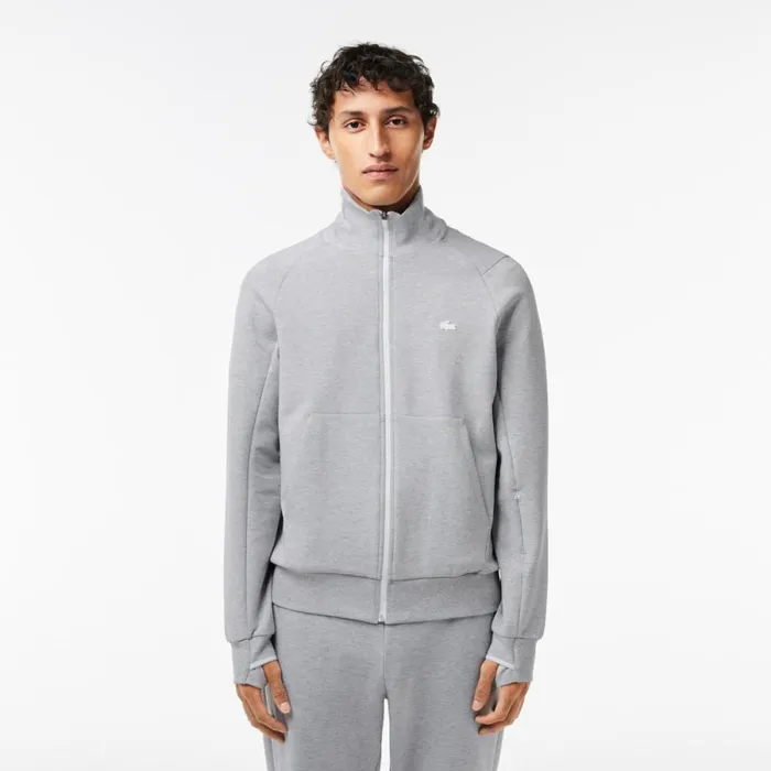 Matching Sets Men Lacoste Mens Cotton Blend ZipUp Sweatshirt Grey Chine Cca