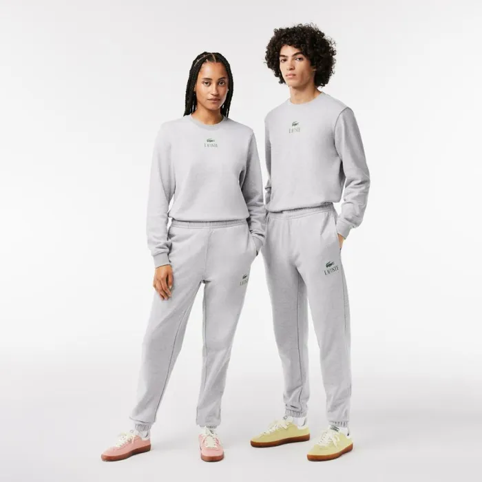 Matching Sets MenWomen Lacoste Unisex Signature Print Sweatpants Grey Chine Cca