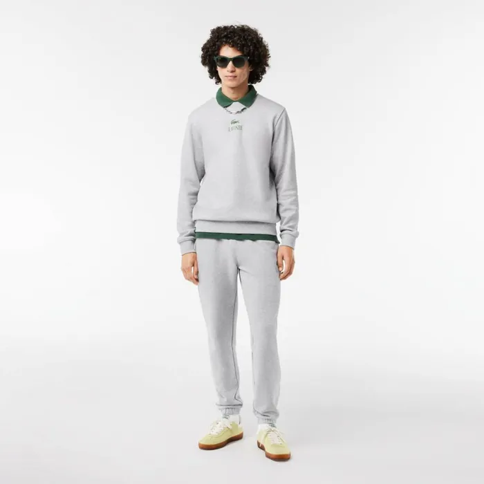 Matching Sets MenWomen Lacoste Unisex Signature Print Sweatpants Grey Chine Cca