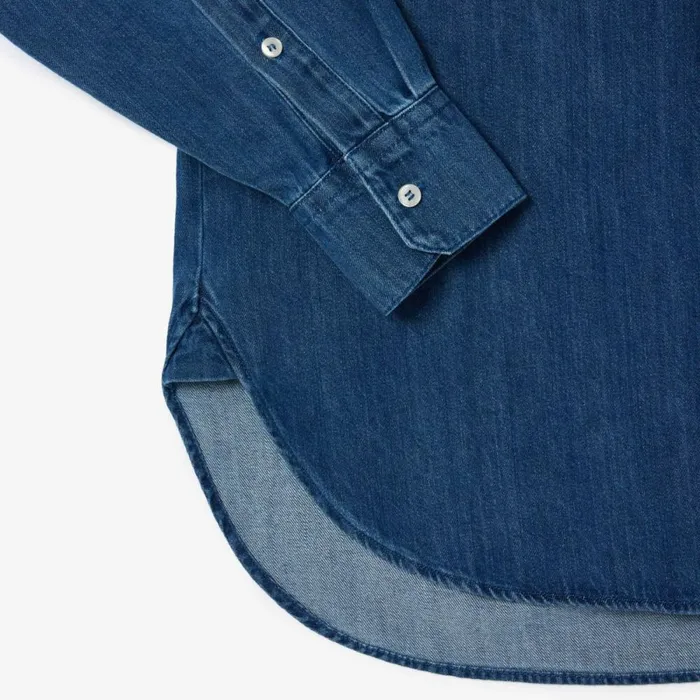 Matching Sets Women Lacoste Women039s Oversized Cotton Denim Shirt Blue Chine 36l