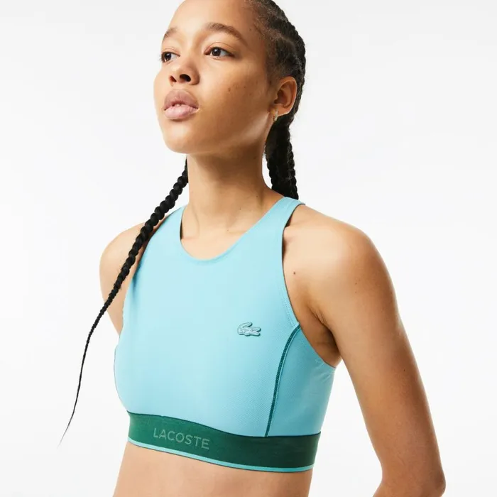 Matching Sets Women Lacoste Womens Technical Jersey Swim Top Turquoise Bvg
