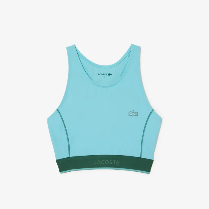 Matching Sets Women Lacoste Womens Technical Jersey Swim Top Turquoise Bvg
