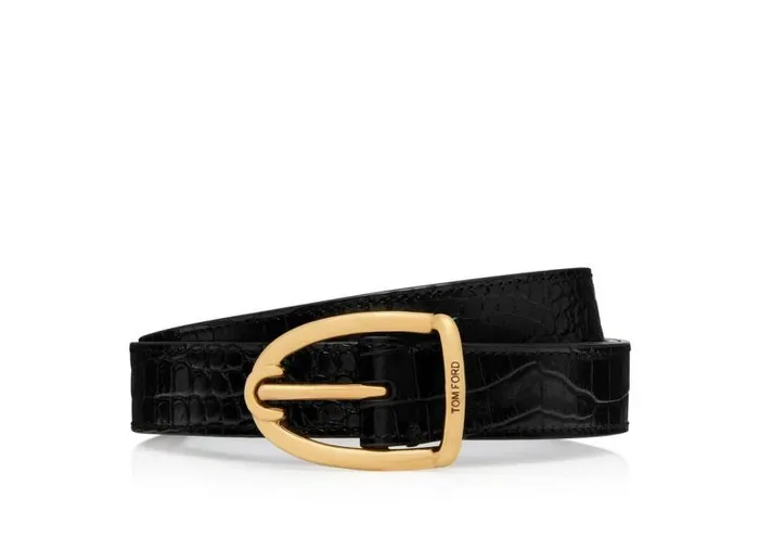 Men Belts Tom Ford Printed Alligator Angled Buckle Belt