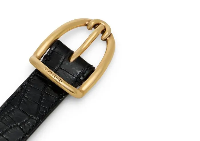 Men Belts Tom Ford Printed Alligator Angled Buckle Belt