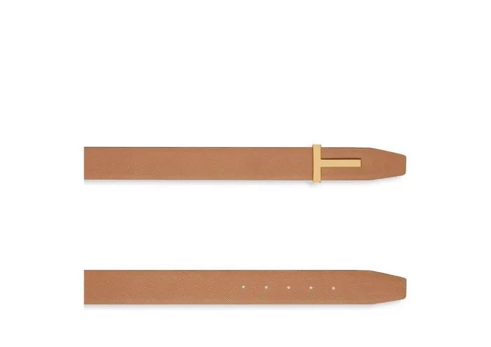 Men Belts Tom Ford Small Grain Leather T Icon Belt Chocolate Almond Men Belts Tom Ford Small Grain Leather T Icon Belt Chocolate Almond