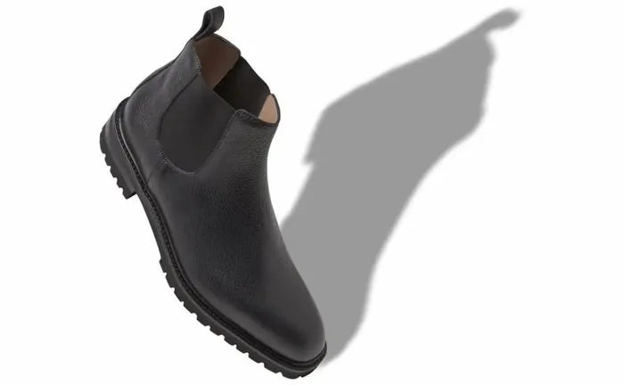 Men Black Calf Leather Ankle Boots Manolo Blahnik Boots