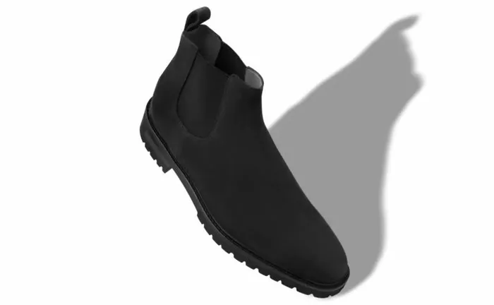Men Black Calf Suede Chelsea Boots Manolo Blahnik Boots