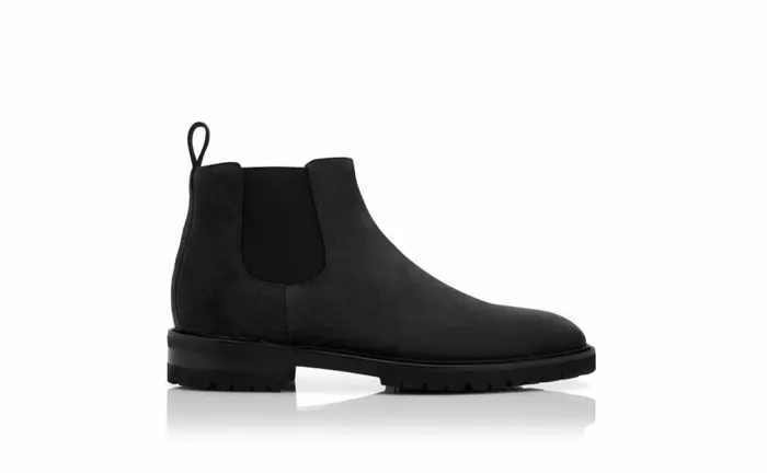 Men Black Calf Suede Chelsea Boots Manolo Blahnik Boots