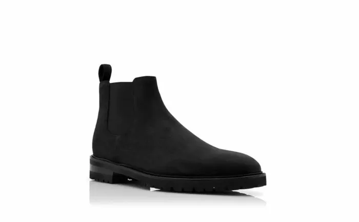 Men Black Calf Suede Chelsea Boots Manolo Blahnik Boots