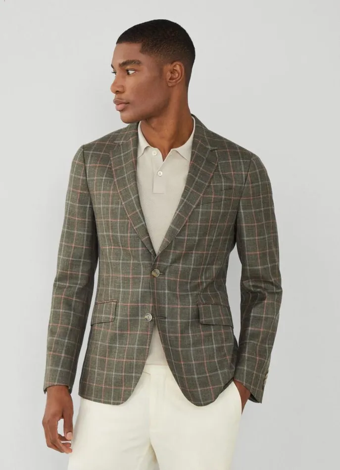 Men Blazers Hackett London Check Blazer Khakipink