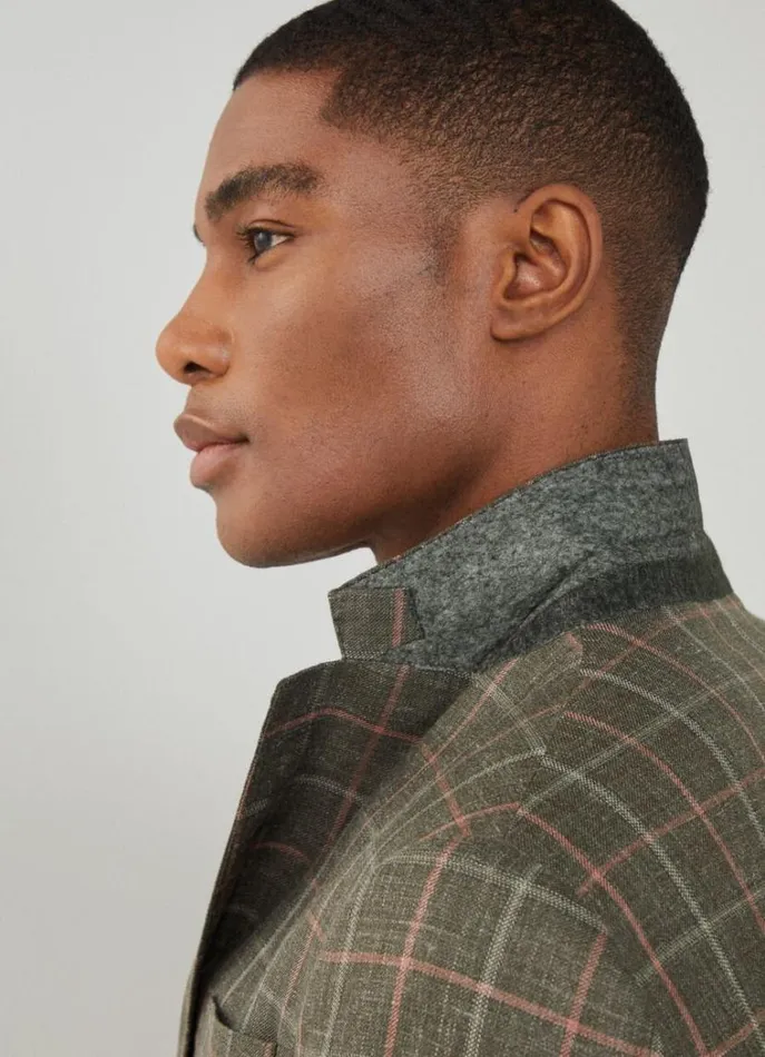 Men Blazers Hackett London Check Blazer Khakipink