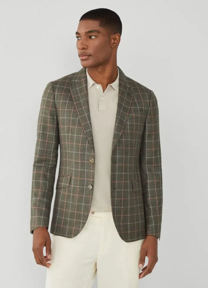 Men Blazers Hackett London Check Blazer Khakipink