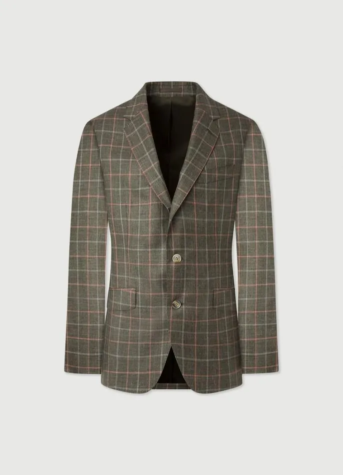 Men Blazers Hackett London Check Blazer Khakipink