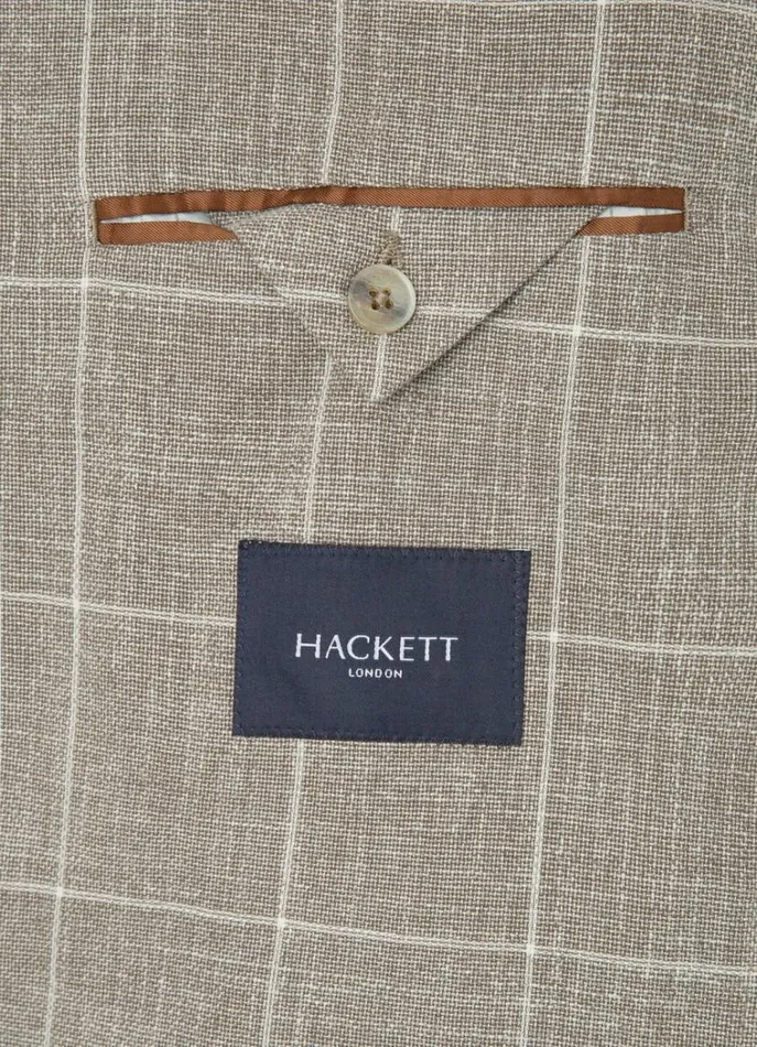 Men Blazers Hackett London Check Blazer Taupe Beige