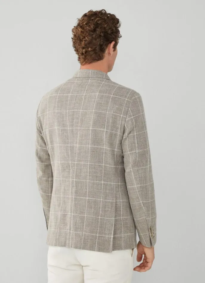 Men Blazers Hackett London Check Blazer Taupe Beige