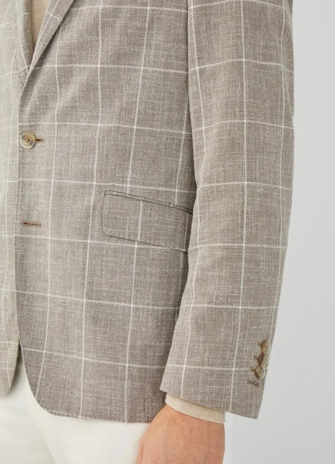 Men Blazers Hackett London Check Blazer Taupe Beige
