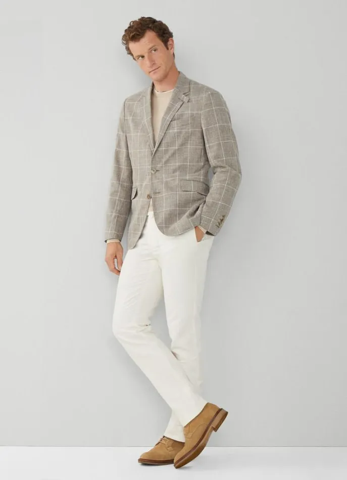 Men Blazers Hackett London Check Blazer Taupe Beige