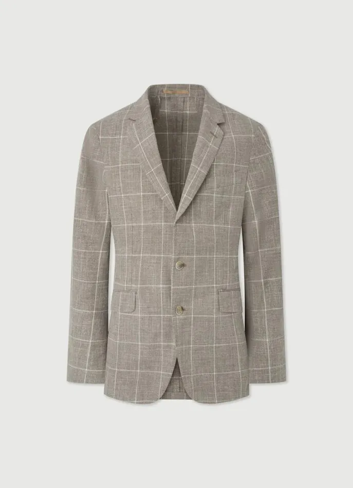 Men Blazers Hackett London Check Blazer Taupe Beige