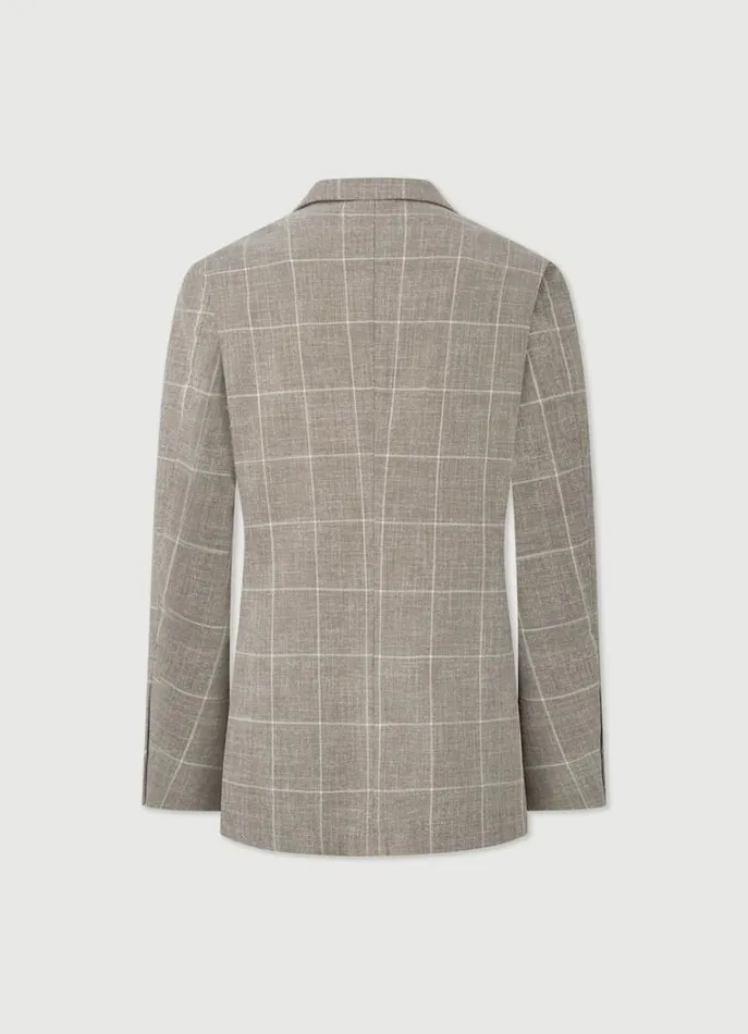 Men Blazers Hackett London Check Blazer Taupe Beige