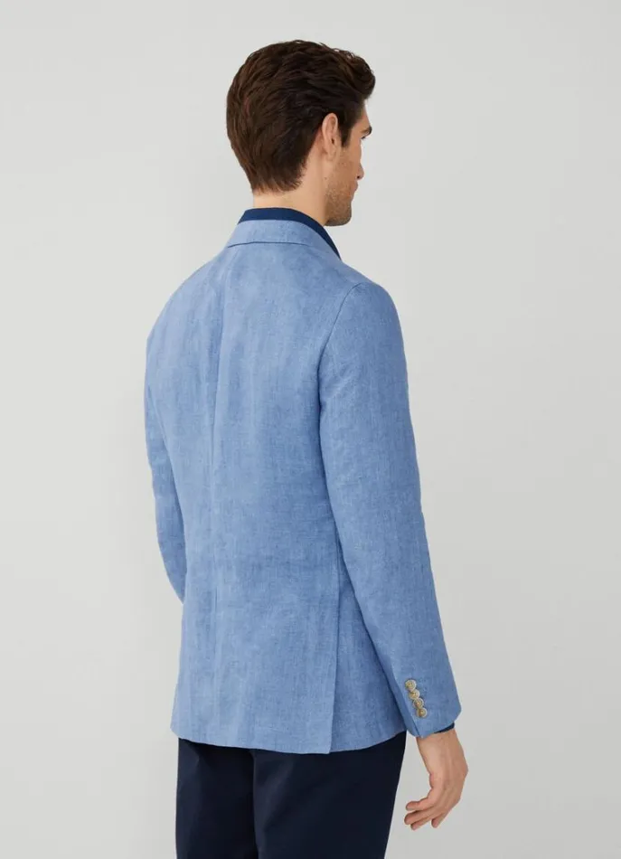 Men Blazers Hackett London Classic Fit Linen Blazer Chambray Blue