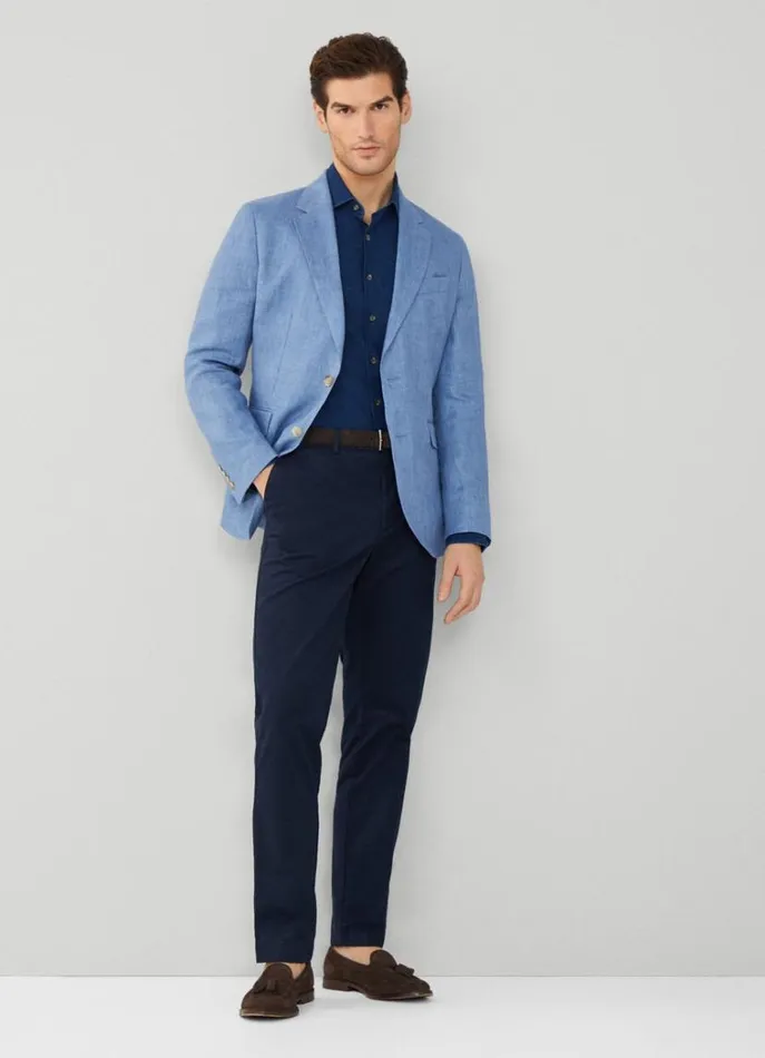 Men Blazers Hackett London Classic Fit Linen Blazer Chambray Blue