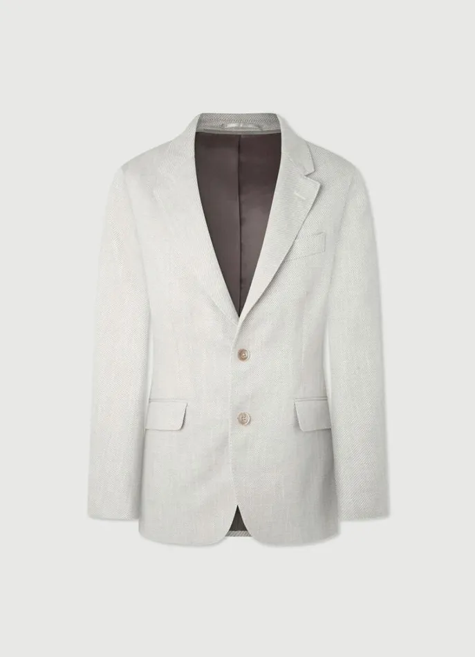 Men Blazers Hackett London Cotton Hybrid Blazer Light Grey