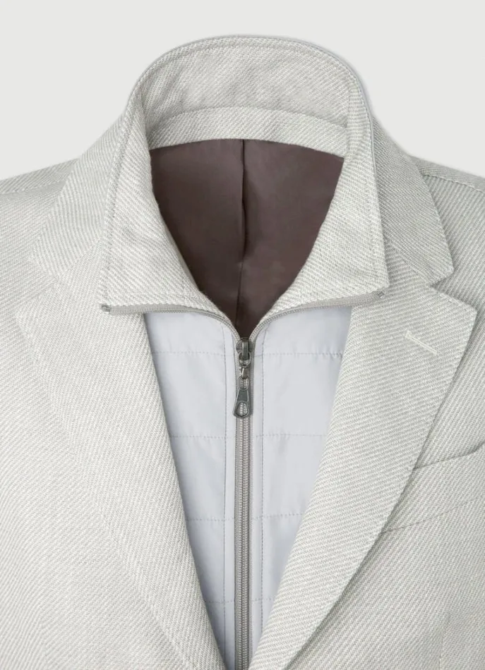 Men Blazers Hackett London Cotton Hybrid Blazer Light Grey