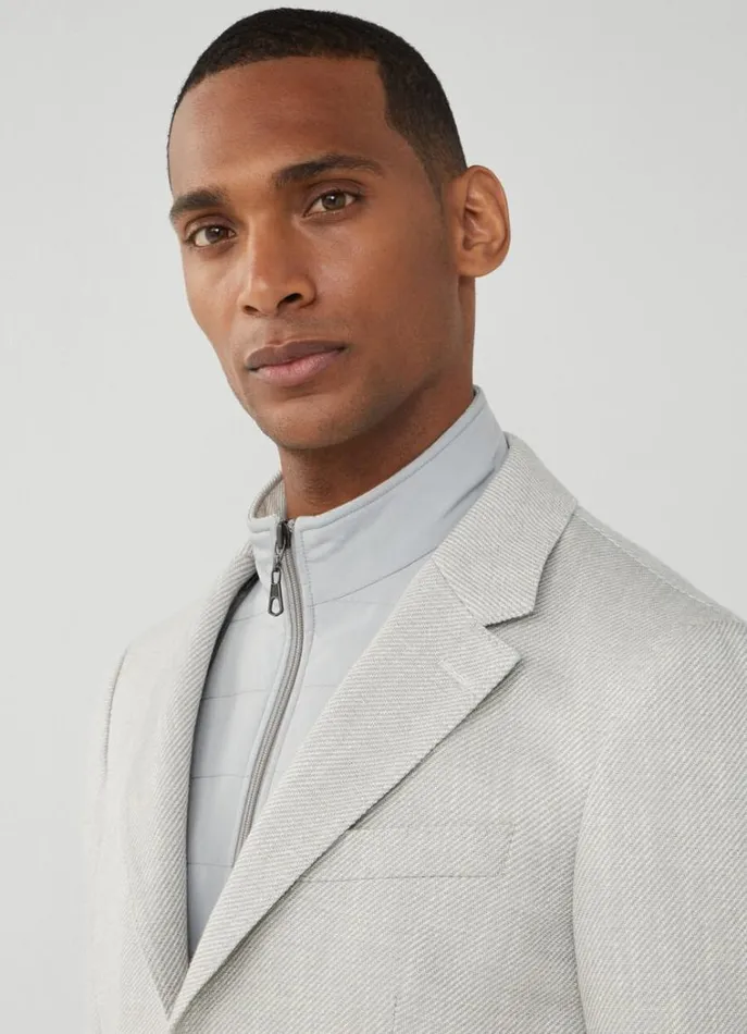 Men Blazers Hackett London Cotton Hybrid Blazer Light Grey