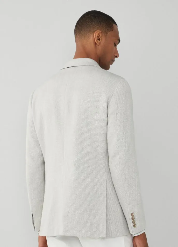 Men Blazers Hackett London Cotton Hybrid Blazer Light Grey